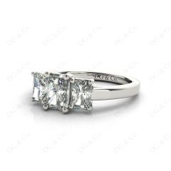 Radiant Cut Four Claw Trilogy Diamond Engagement Ring in 18K White