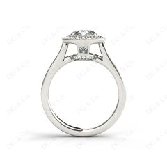 Halo Diamond Engagement Ring  Setting Round Cut  with Claw Set Centre Stone Channel Setting Side Stone in Platinum