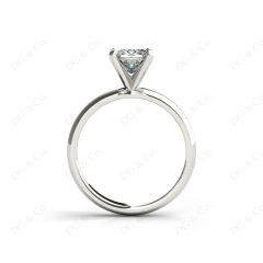 Princess Cut Classic Four Claw Diamond Solitaire Ring with Half Round Edge Shoulders in Platinum