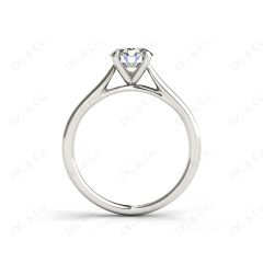 Round Cut Solitaire Four Claws Diamond Engagement Ring in 18K White