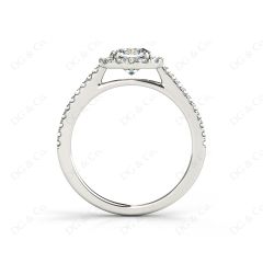 Cushion Cut Halo Diamond Engagement Ring with Claw Set Centre Stone in 18K White