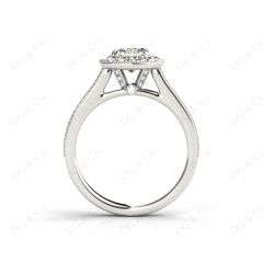 Halo Cushion Cut Ring with Four Claws Set Centre Stone in Platinum