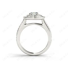 Double Halo Diamond Engagement Ring Round Cut with Claw Set Centre Stone Channel Setting Side Stone in Platinum