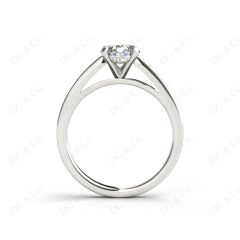 Round Cut Claw Set Diamond Ring with Share Prongs Set Side Stones in Platinum