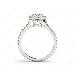 Cushion Cut Halo Diamond Engagement Ring with Claw Set Centre Stone in 18K White