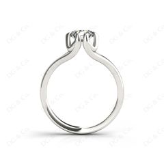 Round Cut Diamond Solitaire Engagement Ring in Split Interwoven Six  Prongs Setting in 18K White Gold