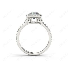 Princess Cut Halo Diamond Engagement Ring with Claw set centre stone in Platinum