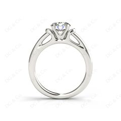 Round Cut Unique Setting Four Claws Diamond Engagement Ring Setting in Platinum