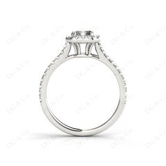 Radiant Cut Halo Diamond Engagement Ring with Claw Set Centre Stone Pave Setting Side Stones In 18K White