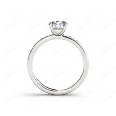 Round Cut Four Claws Diamond Engagement Ring with Pave Set Side Stones in 18K White Gold