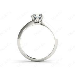 Asscher Cut Four Claw Set Diamond Ring on a Plain Knife Edge Band in 18K White