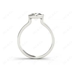 Round Cut Bezel Set Solitaire Engagement Ring With a Plain Band in 18k White