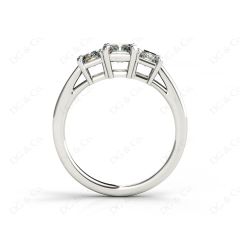 Radiant Cut four claw trilogy diamond engagement ring in Platinum