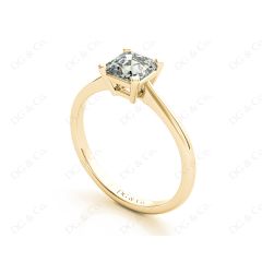 Asscher Cut Classic Four Claws Diamond Engagement Solitaire Ring in 18K Yellow