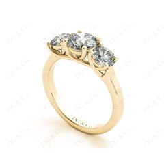Round Cut Diamond Trilogy Cross Over Ring Setting in 18K Yellow