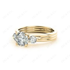 Round Cut Classic Trilogy Diamond Triple Setting Band in 18K Yellow