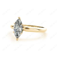 Marquise Cut Classic Six Claw Diamond Engagement Solitaire Ring in 18K Yellow