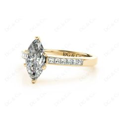 Marquise Cut Diamond Engagement ring with six claws centre stone in 18K Yellow