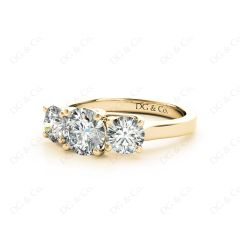 Round Cut Diamond Trilogy Cross Over Ring Setting in 18K Yellow