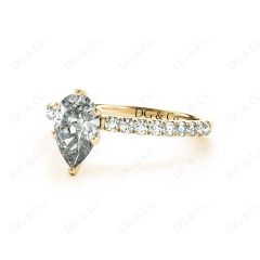 Marquise Cut Claw Set Diamond ring with pave set side stone in 18K Yellow
