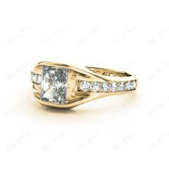 Radiant Cut Diamond Ring with Tension set centre stone in 18K Yellow