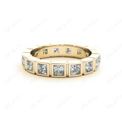 Princess Cut Bezel Set Diamond Eternity Wedding Ring in 18K Yellow