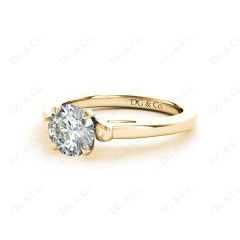 Round Cut Unique Setting Four Claws Diamond Engagement Ring Setting in 18K Yellow