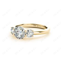 Trilogy Cross Over Four Claw Round Cut Diamond Ring Setting in 18K Yellow Gold