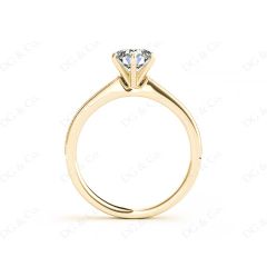 Round Cut Six Claw Set Diamond Ring with Round cut Diamonds  in 18K Yellow