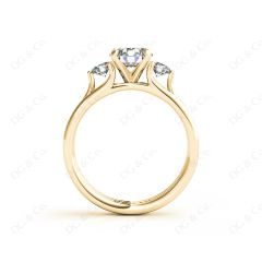 Round Cut Classic Trilogy Diamond Triple Setting Band in 18K Yellow