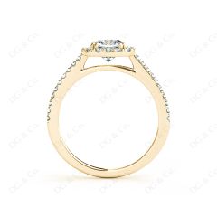 Cushion Cut Halo Diamond Engagement Ring with Claw Set Centre Stone in 18K Yellow