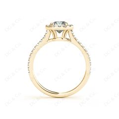 Cushion Square Cut Halo Diamond Engagement Ring with Claw Set Centre Stone in 18K Yellow
