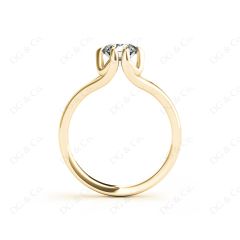 Round Cut Diamond Solitaire Engagement Ring in Split Interwoven Six  Prongs Setting in 18K Yellow Gold