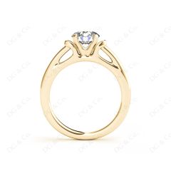 Round Cut Unique Setting Four Claws Diamond Engagement Ring Setting in 18K Yellow