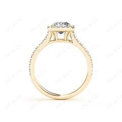 Princess Cut Halo Diamond Engagement Ring with Claw set centre stone in 18K Yellow