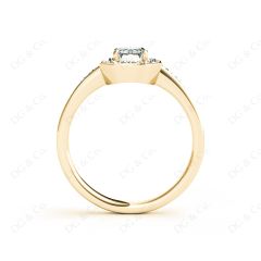 Emerald Cut Halo Diamond Engagement Ring with Claw Set Centre Stone in 18K Yellow