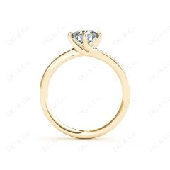 Round Cut Four Claws Prong set Twist Diamond Ring in 18K Yellow
