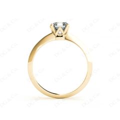 Asscher Cut Four Claw Set Diamond Ring on a Plain Knife Edge Band in 18K Yellow