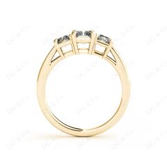 Radiant Cut four Claw Trilogy Diamond Engagement Ring in 18K Yellow
