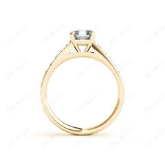 Asscher Cut Diamond Engagement Ring with Four Prong set centre stone in 18K Yellow