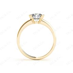 Round Cut Bezel Set Diamond Ring on a Plain Band. in 18K Yellow