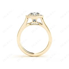 Halo Diamond Engagement Ring Setting Round Cut with Claw Set Centre Stone Channel Setting Side Stone in 18K Yellow Gold 