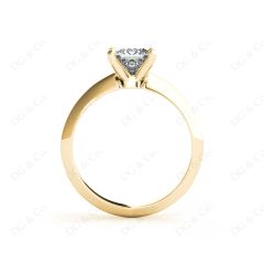 Princess Cut Solitaire Diamond Engagement Ring with Claw set centre stone with Knife-Edge Shoulders in 18K Yellow