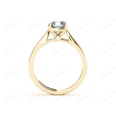 Asscher Cut Solitaire Diamond Engagement Ring with 4 Claw set centre stone in 18K Yellow