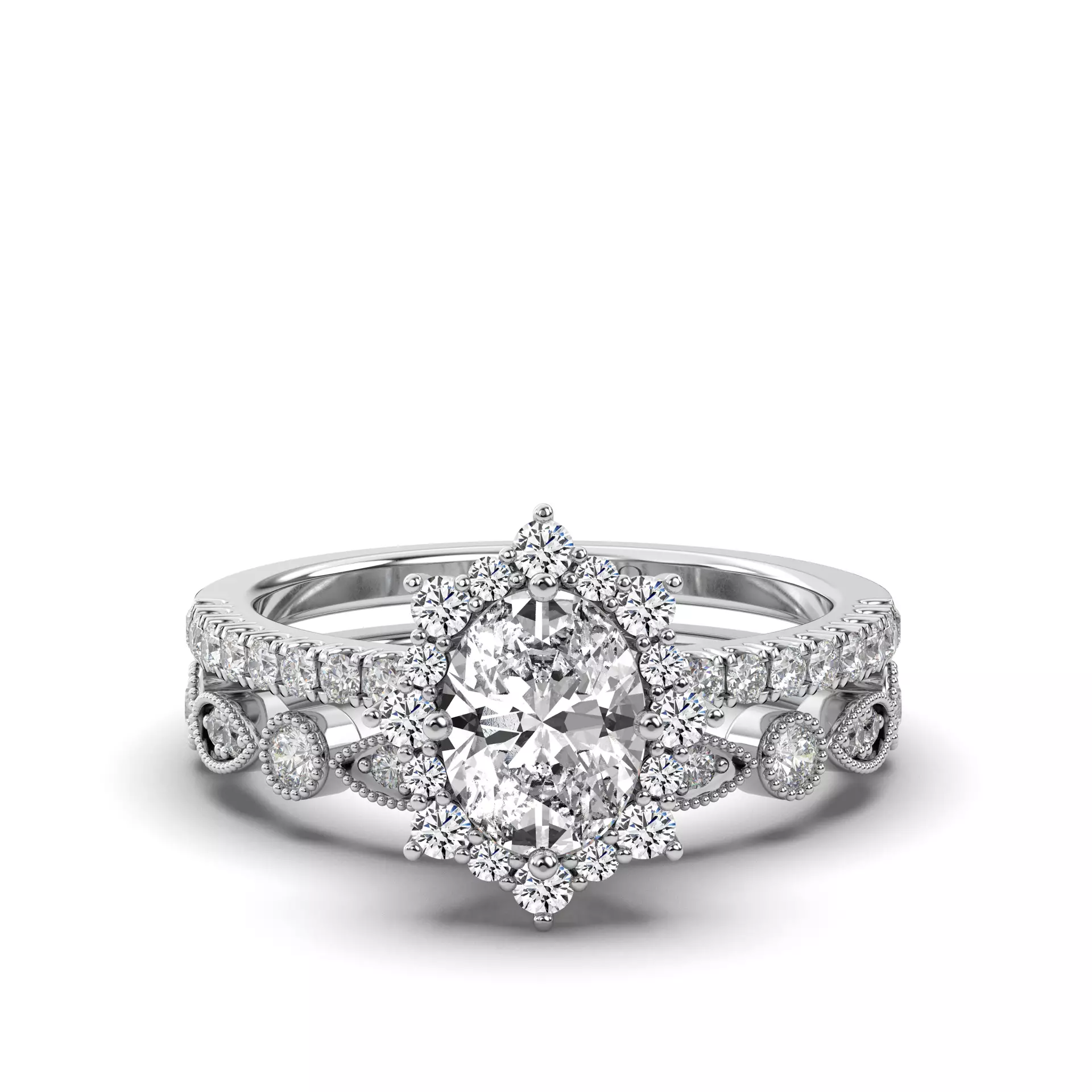 Round White Gold Vintage Engagement Ring