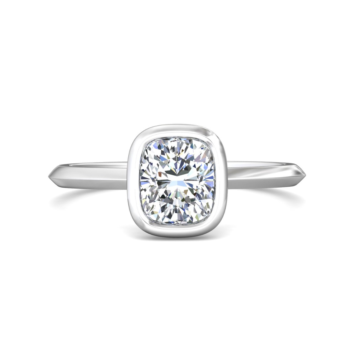 Cushion Cut Bezel Set Engagement Ring